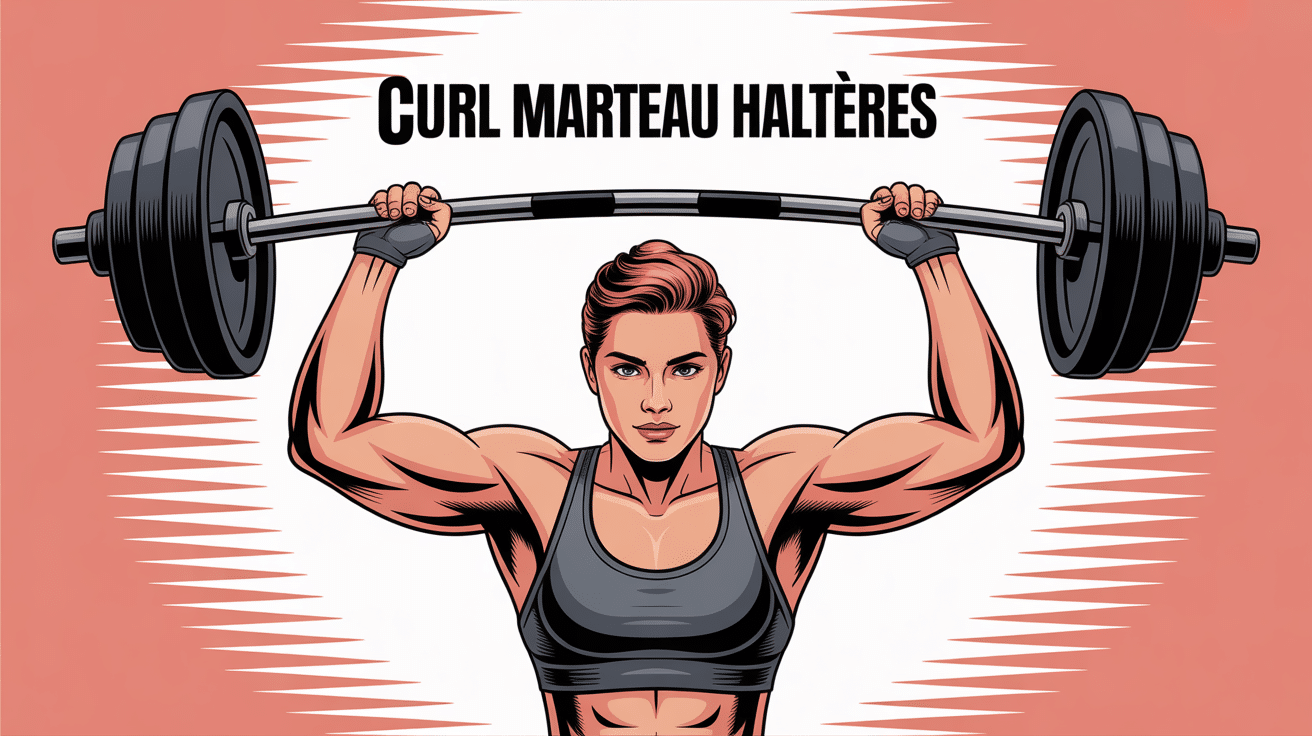 illustration curl marteau haltères prise neutre bras puissants