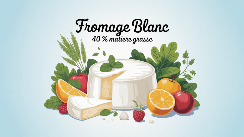 Pot de fromage blanc 40 matiere grasse entouré de fruits et céréales