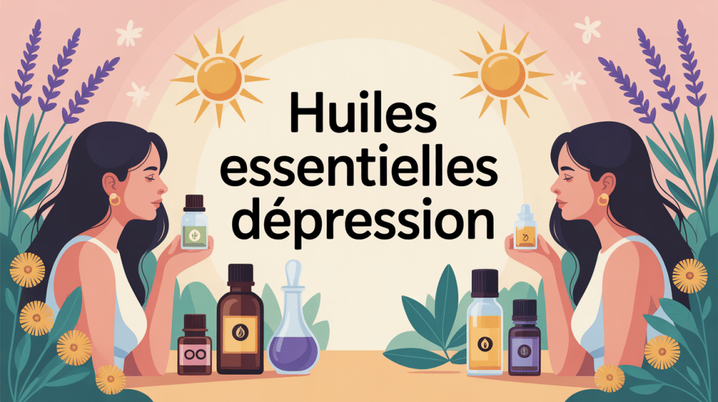illustration huile essentielle depression bien-être