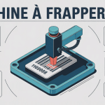 illustration machine a frapper mcp marquant code sur métal et plastique