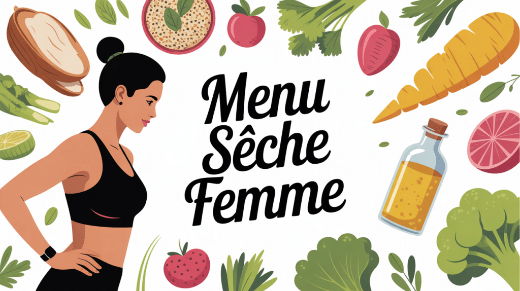 illustration menu seche femme nutrition saine