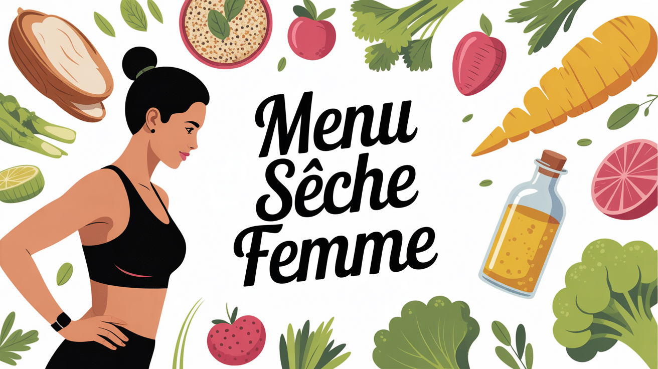 illustration menu seche femme nutrition saine