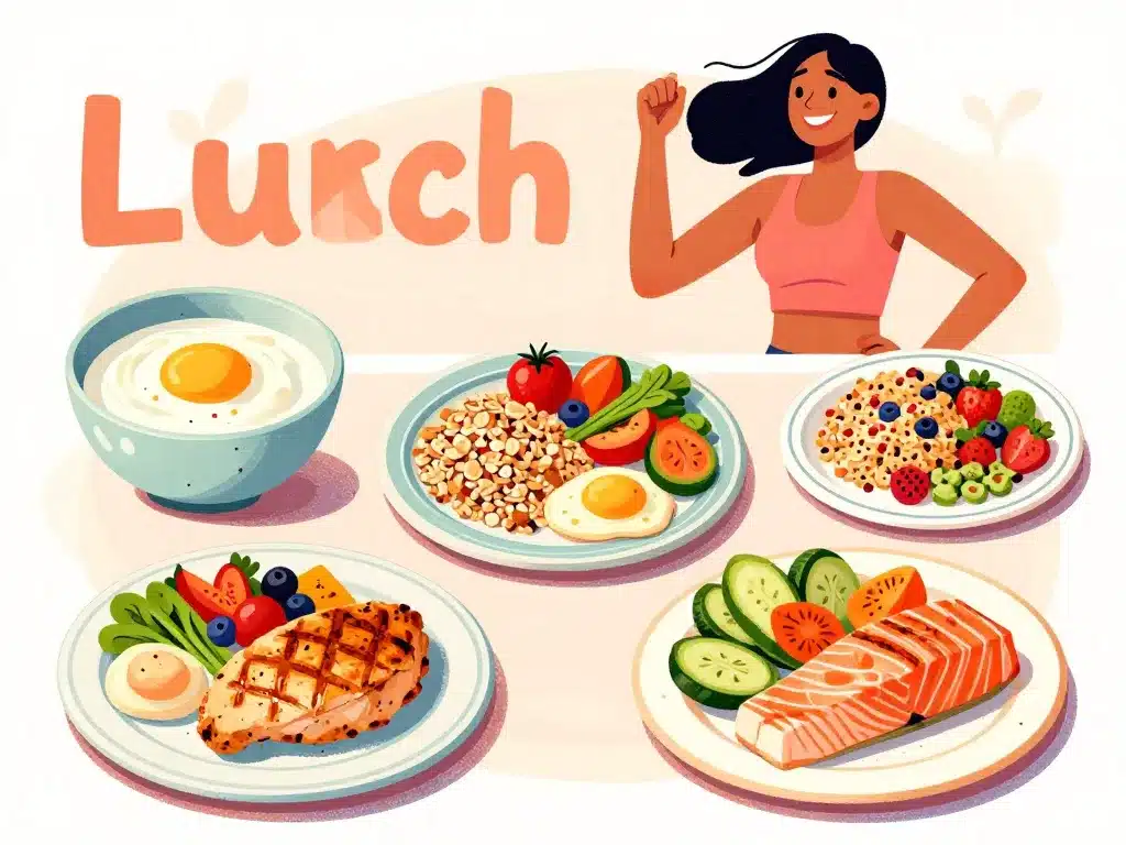 repas type menu seche femme illustration