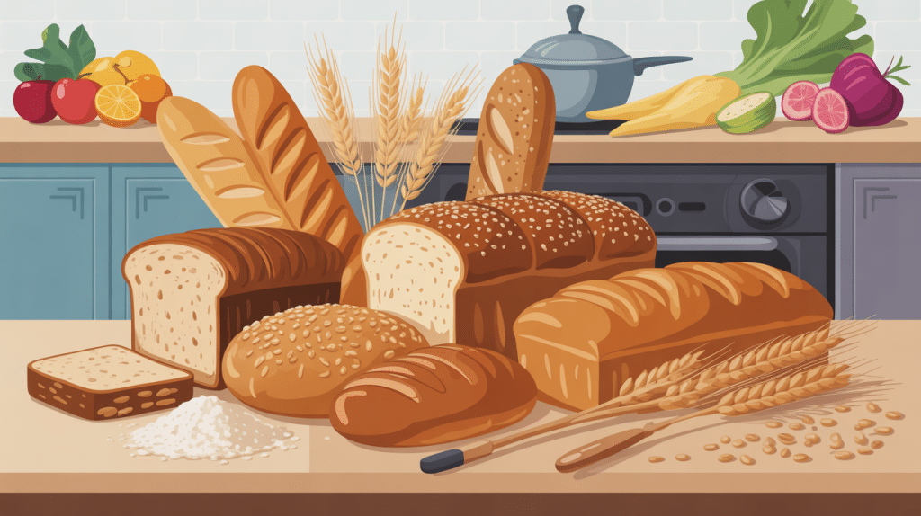 illustration pain healthy plusieurs pains sains sur planche