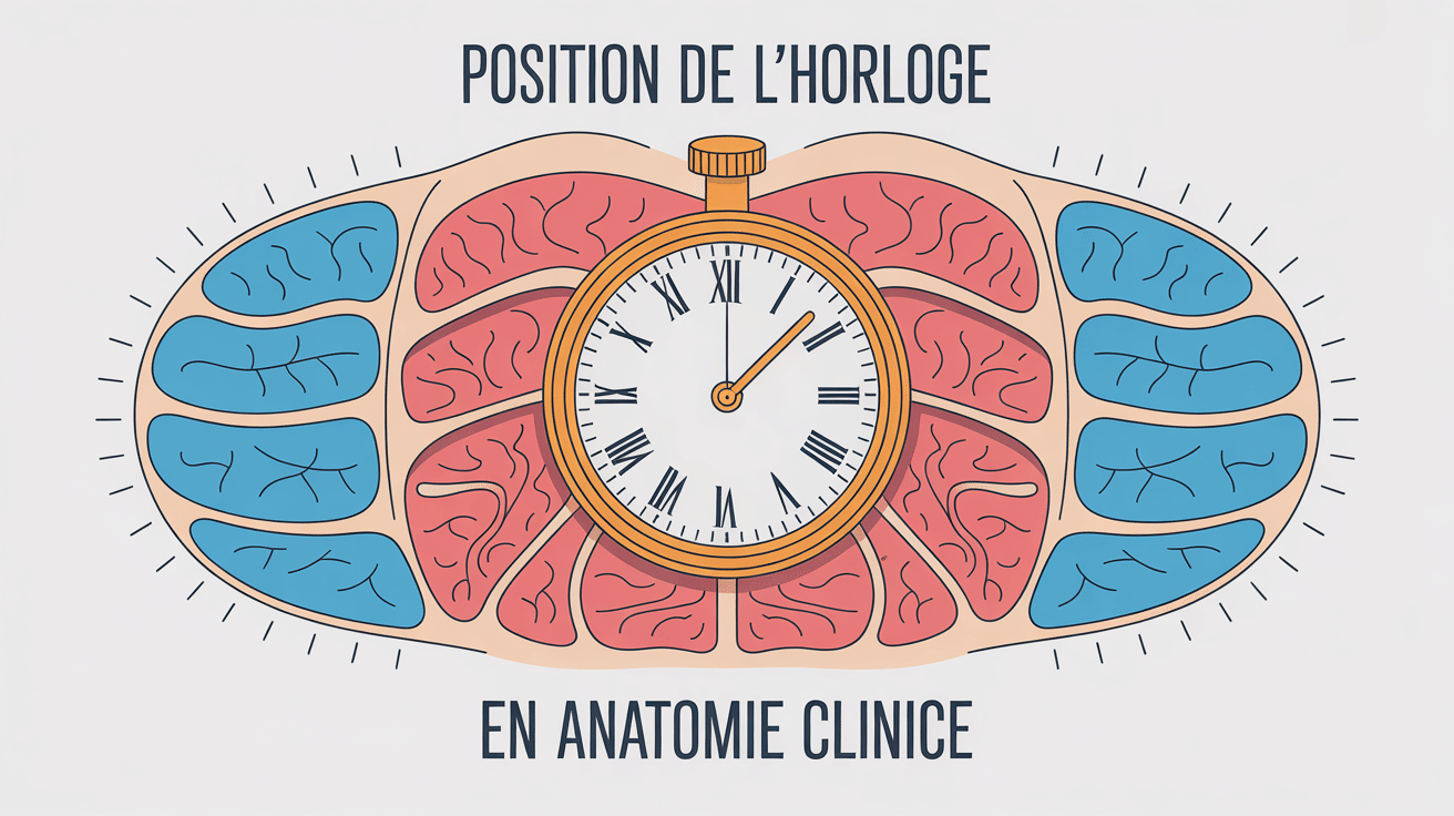 Illustration pédagogique de la position de l'horloge en anatomie clinique