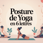 Illustration stylisée postures de yoga 6 lettres ambiance zen