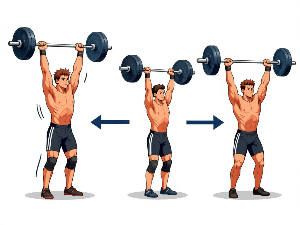 Diagramme étapes power snatches figures stylisées posture correcte