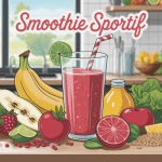 smoothie sportif nutritif entouré d'ingrédients frais