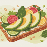 tartine avocat healthy pain complet avocat graines légumes illustration moderne