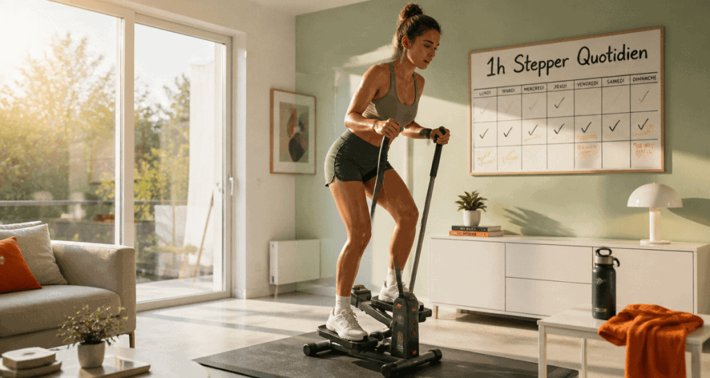 1h de stepper par jour resultats femme sportive salon