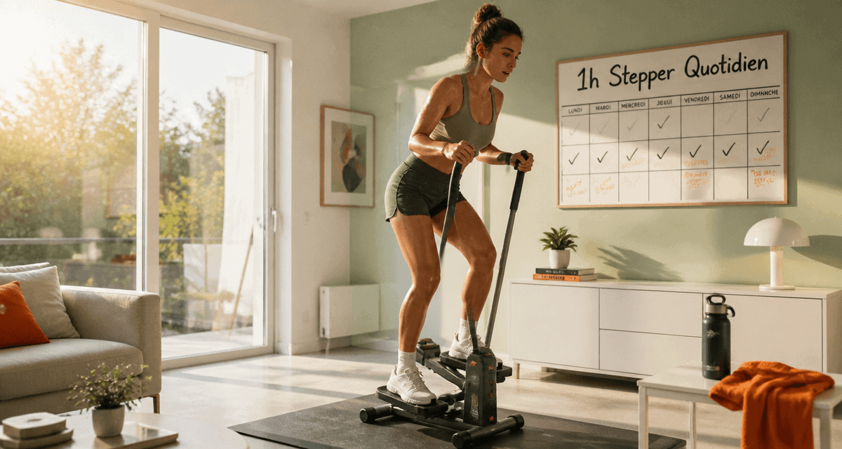 1h de stepper par jour resultats femme sportive salon