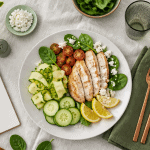 Assiette d'aliments faibles en calories sur table