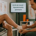 Aponévrosite plantaire durée arrêt de travail pied bandé