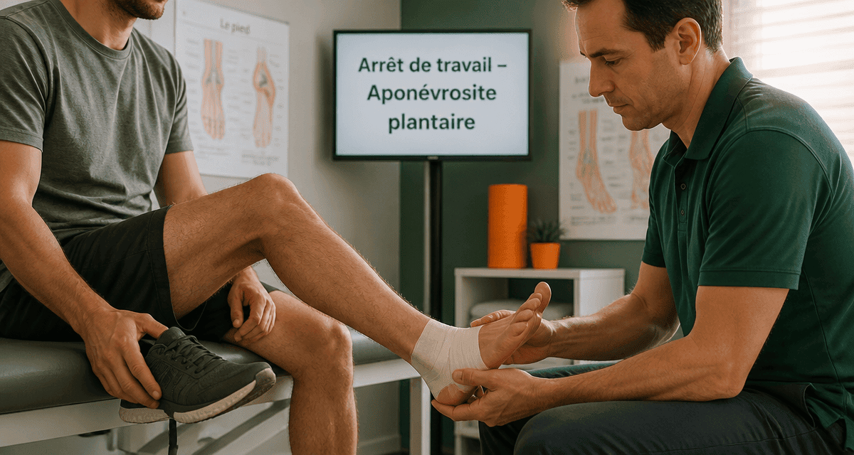 Aponévrosite plantaire durée arrêt de travail pied bandé