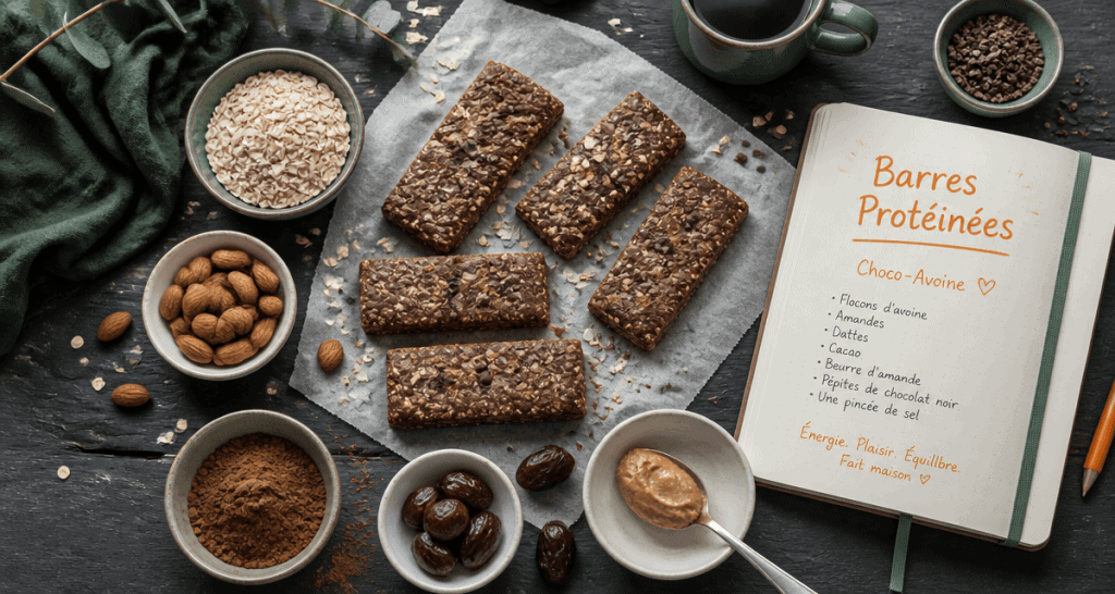 barres de cereales proteinees choco avoine sur table
