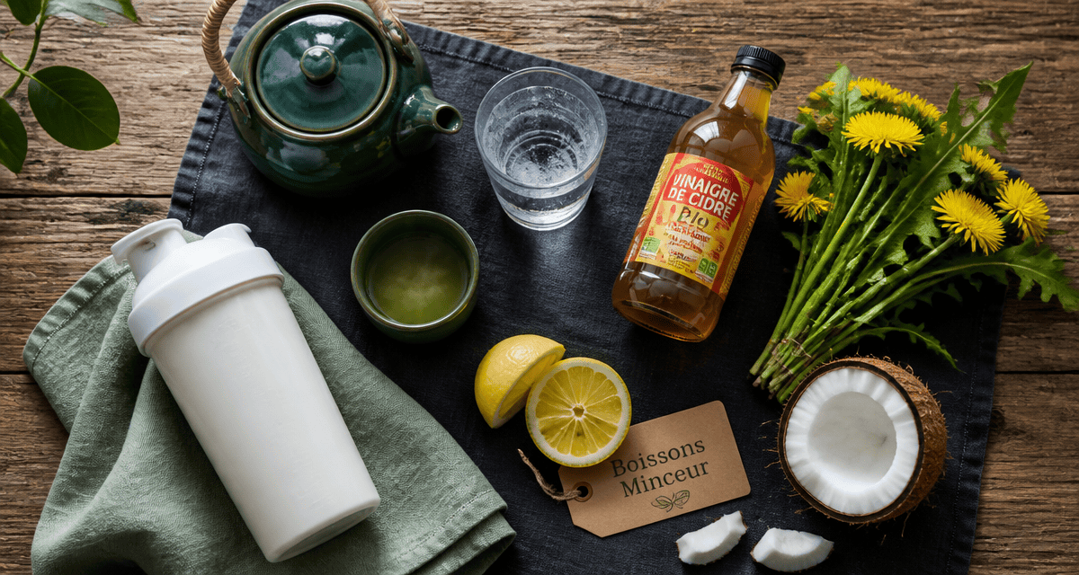 boisson pour perdre du poids sur table en bois