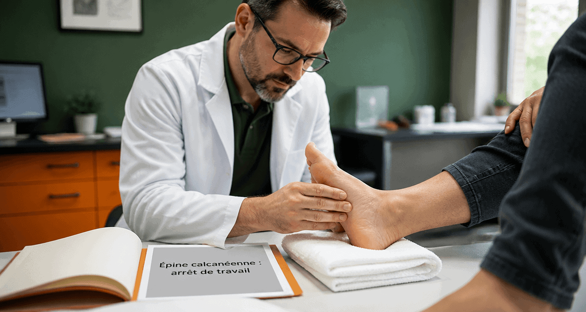 combien d'arret de travail pour une épine calcanéenne, médecin examine pied