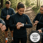 comparatif montre running groupe coureurs forêt