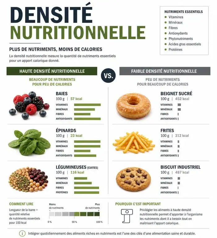 Infographie sur la densité nutritionnelle des aliments bons pour la santé
