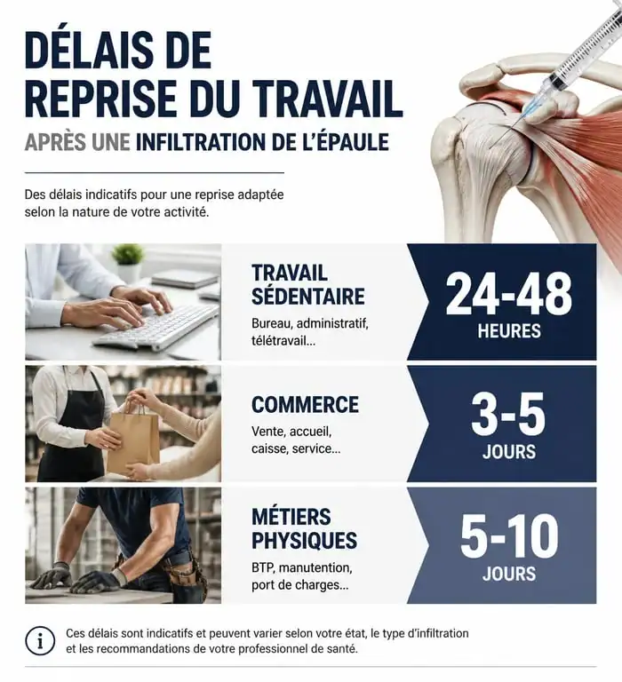 Délais de reprise du travail après une infiltration de l'épaule selon le type d'activité professionnelle