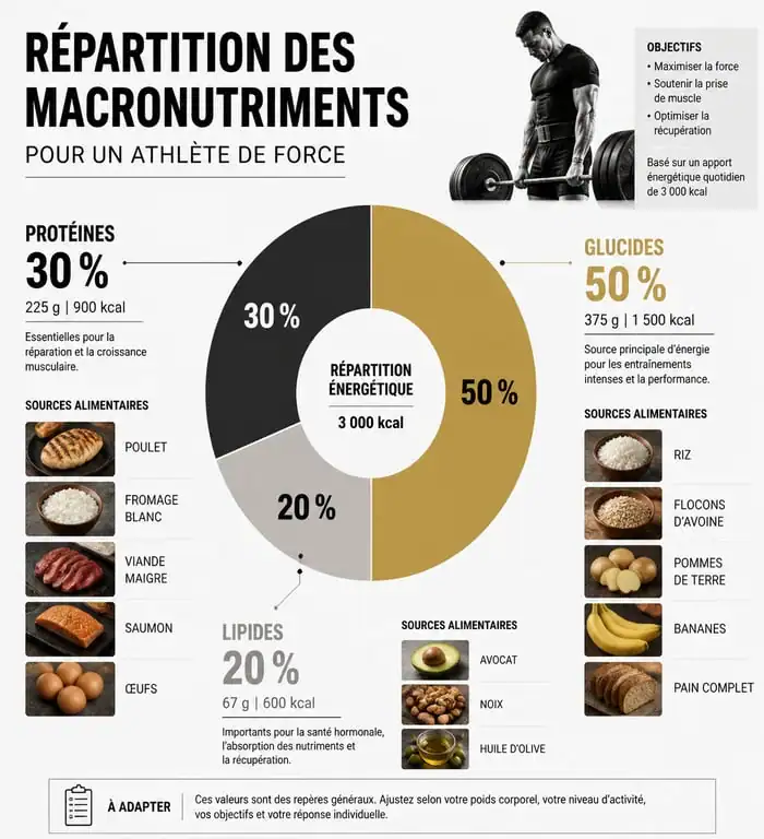 Répartition des macronutriments pour la nutrition de la force