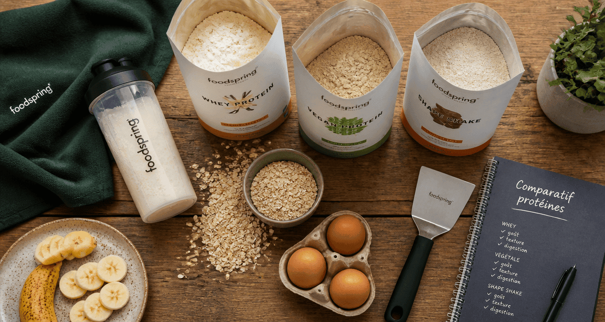foodspring proteine sachets whey shaker table