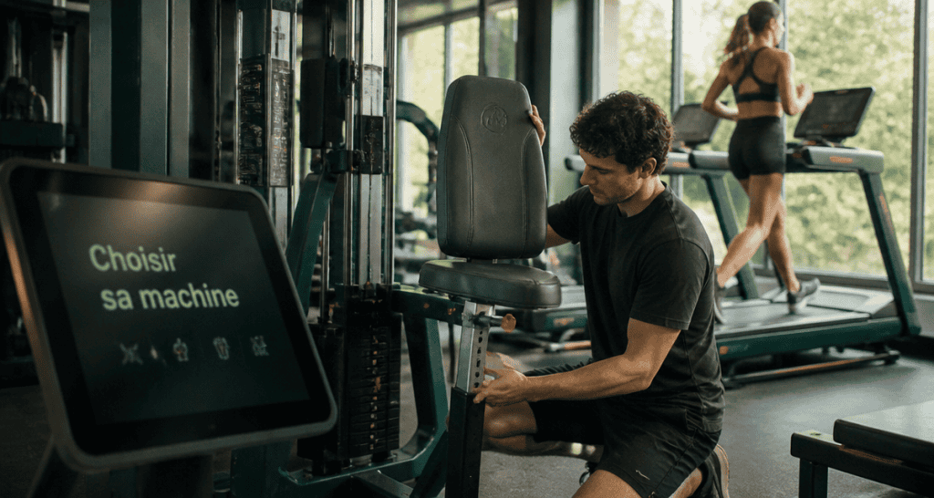 Machines de salle de sport modernes et utilisateurs