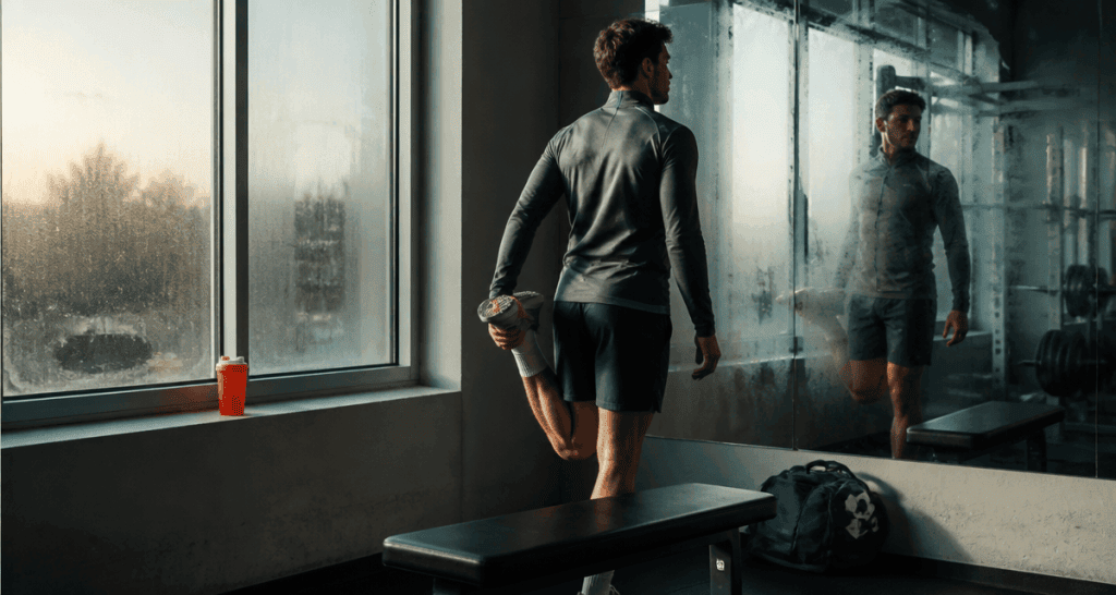 musculation le matin athlète s'étire