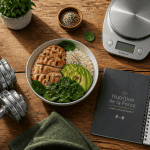 nutrition de la force bol post-workout haltères balance carnet