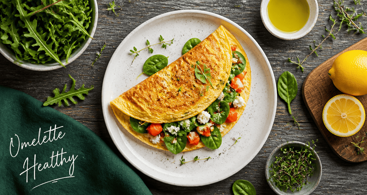 Omelette healthy avec feta, épinards et poivrons