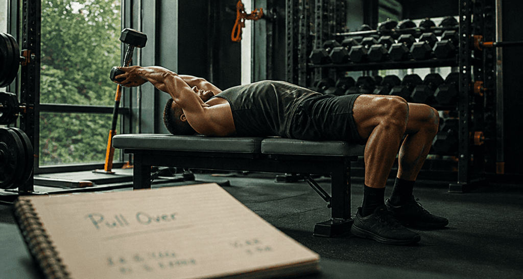 pull over exercice athlète haltère salle musculation