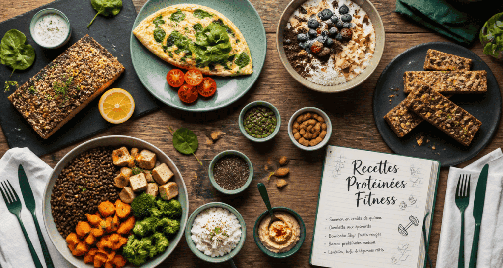 recette riche en proteine musculation plats colorés table