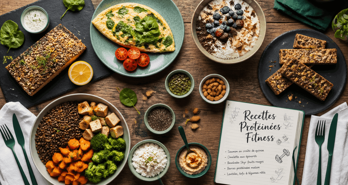 recette riche en proteine musculation plats colorés table