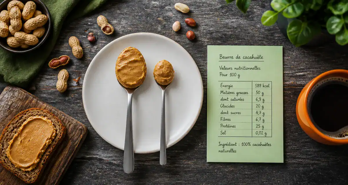 1 cuillere de beurre de cacahuete calories sur assiette