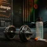 Acide lactique et sport : haltère et gourde après l’entraînement