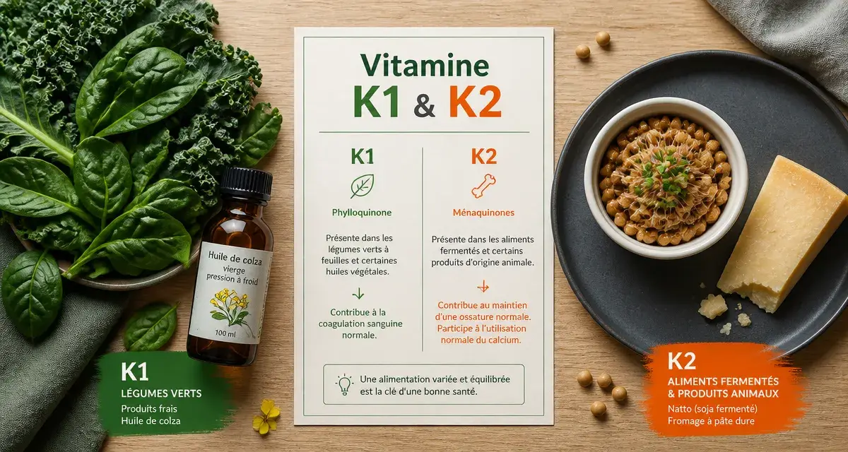 Aliments riches en vitamine k : vitamine K1 & K2 (kale et natto)
