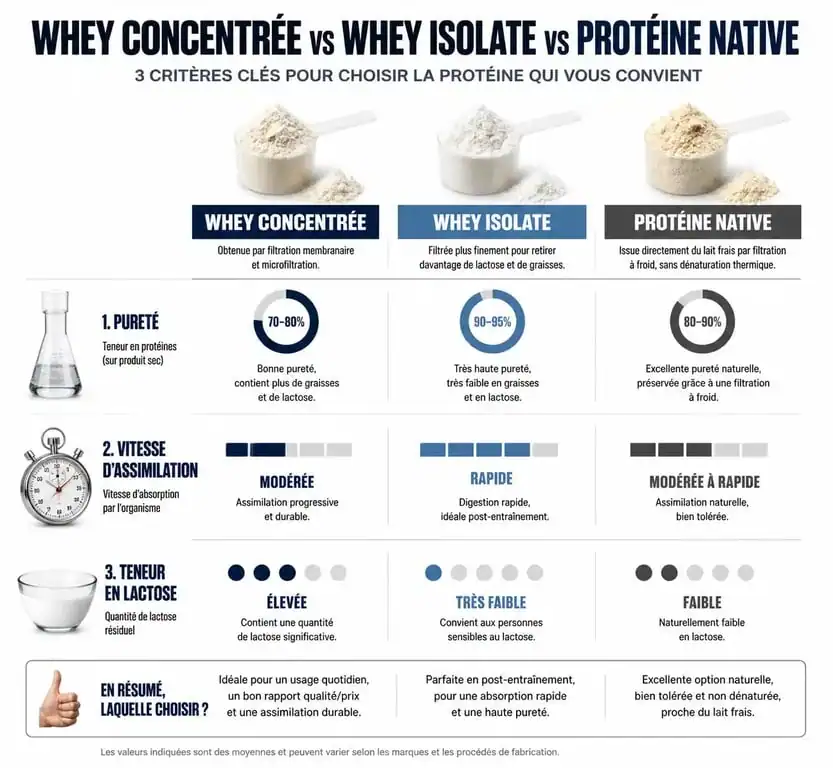 Infographie comparative des types de protéines pour choisir la meilleure marque de protéine