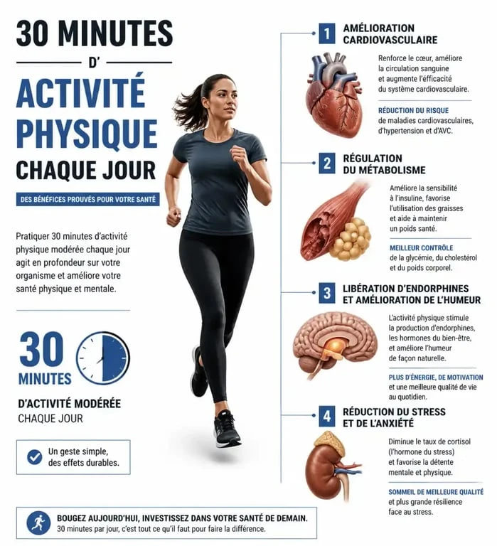Bénéfices santé de 30 minutes de sport par jour