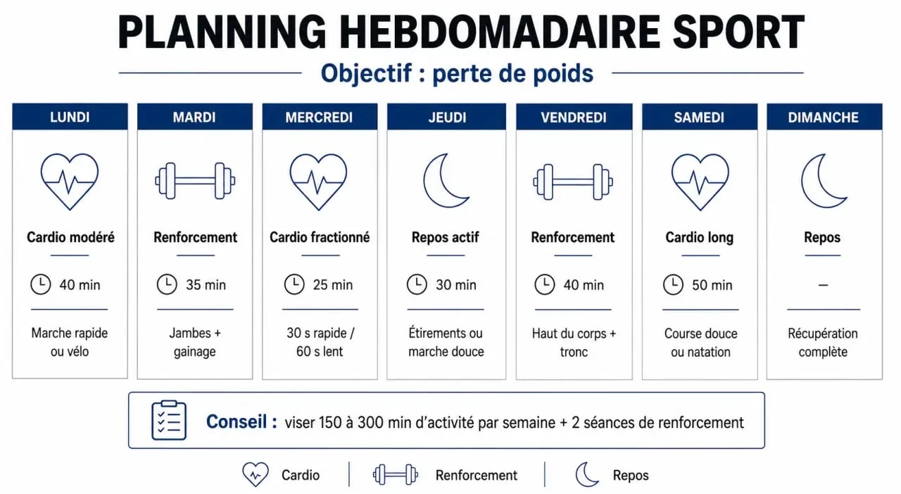 Planning hebdomadaire pour maigrir par le sport programme