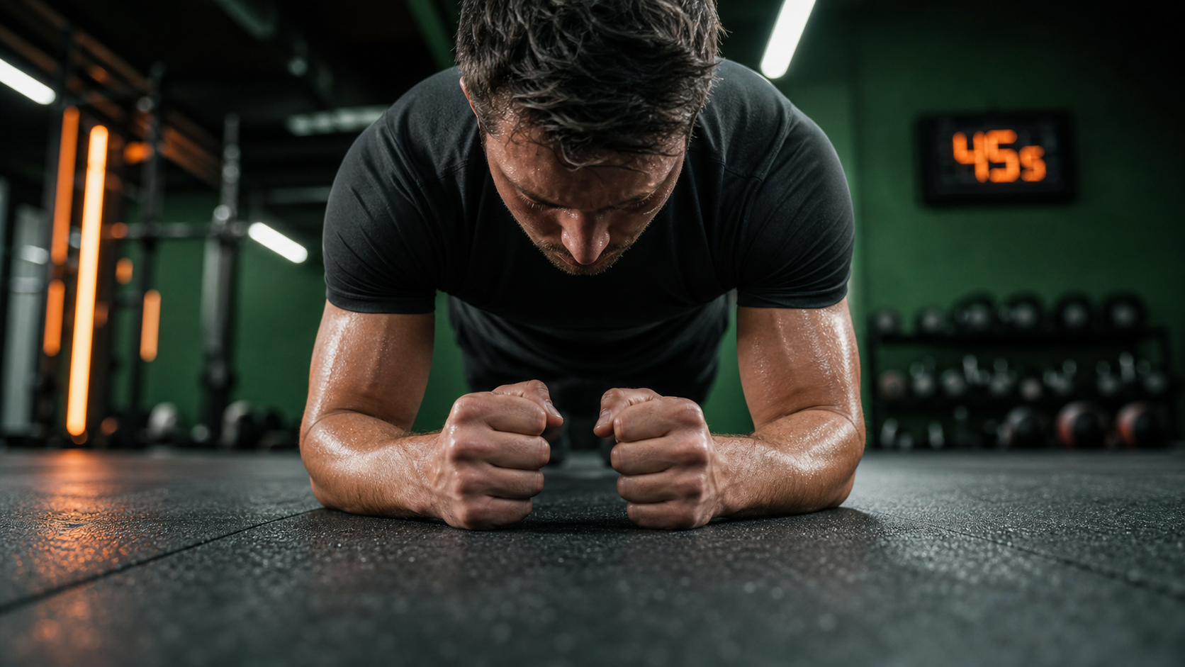 Gainage combien de temps : planche abdos 45s sur tapis