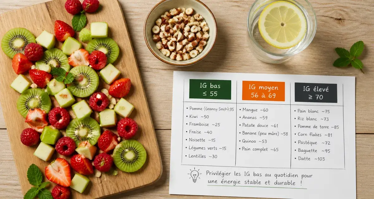 Indice glycemique des fruits tableau : fruits IG bas, moyen, élevé et astuces
