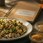 Les glucides font grossir : assiette quinoa et pois chiches, index glycémique