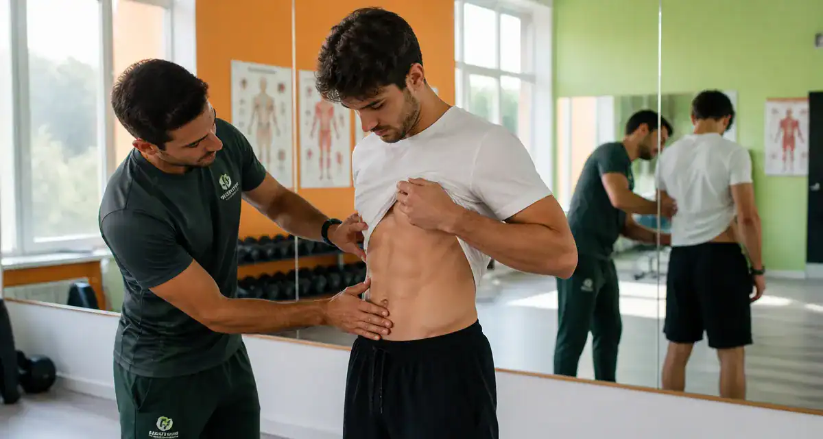 palpation muscles abdominaux antero lateraux coach et modele debout