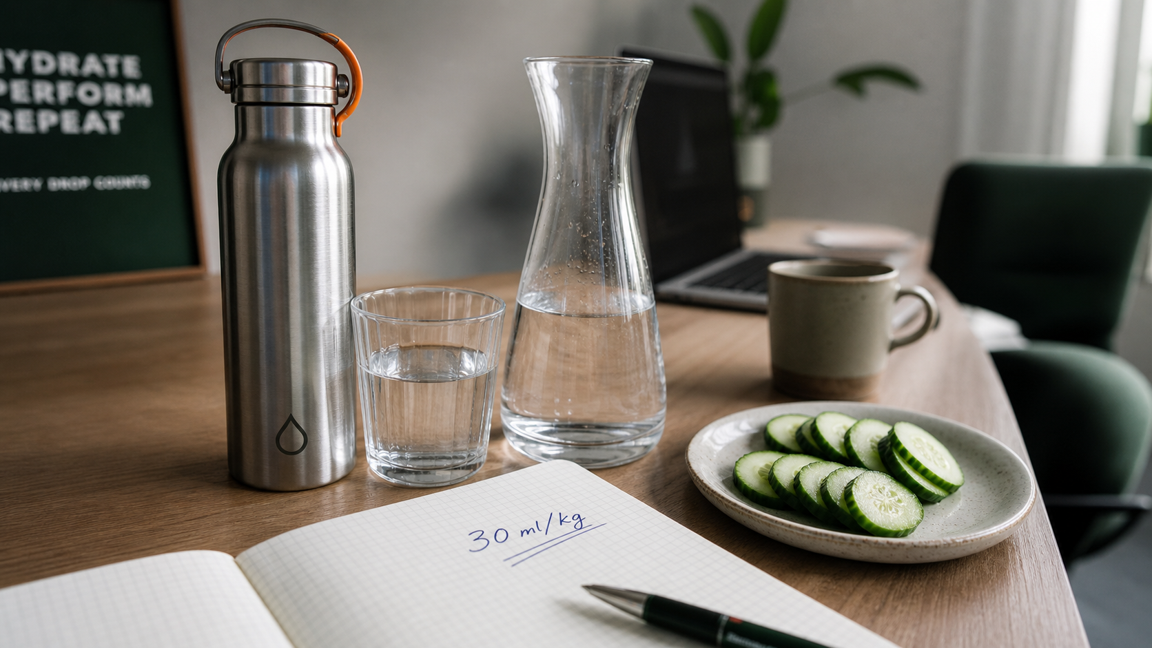 Combien d’eau boire par jour : 1,5 L et 30 ml/kg, gourde et verre d’eau