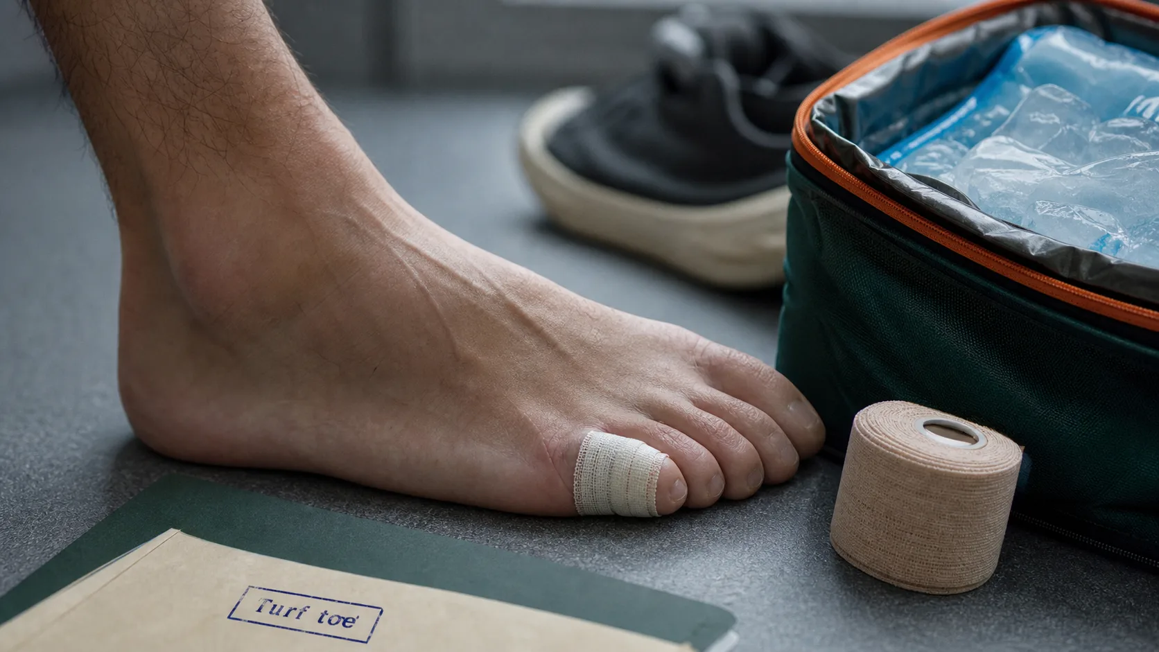 Entorse orteil : bandage et compresse froide