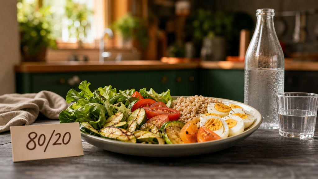 Manger équilibré sans se priver : assiette 80/20 et légumes