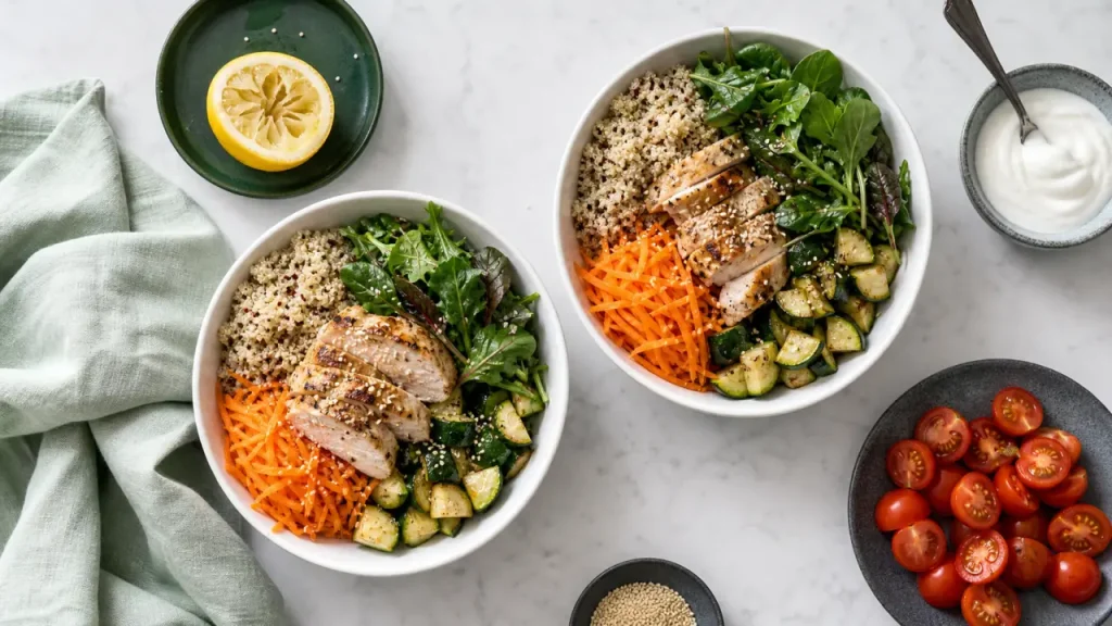 Recette saine en 15 minutes : le bol quinoa, poulet citronné et légumes croquants