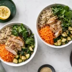 Recette saine : bol quinoa au poulet citronné et légumes croquants