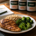 Regime proteine 15 jours : poulet grillé, brocoli, riz et yaourt nature
