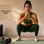 Séance de renforcement musculaire : squat contrôlé sur tapis, sans matériel